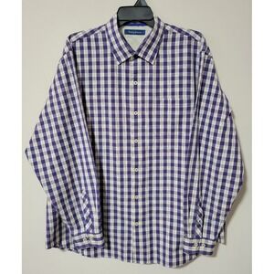 Tommy Bahama Button Up Shirt Mens XL Purple Plaid Cotton Silk Long Sleeve